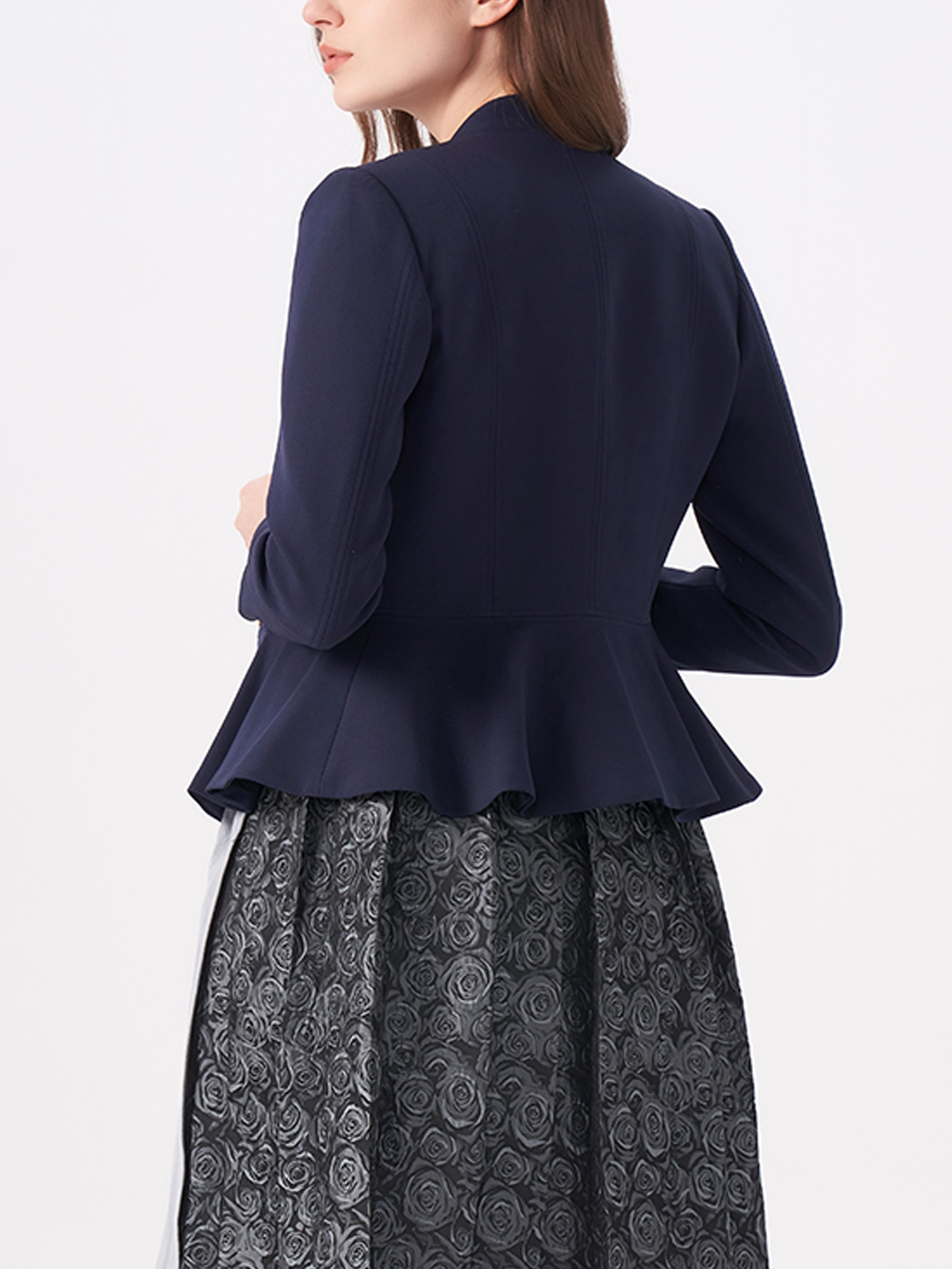 Langärmlige Dirndlbluse in Marineblau