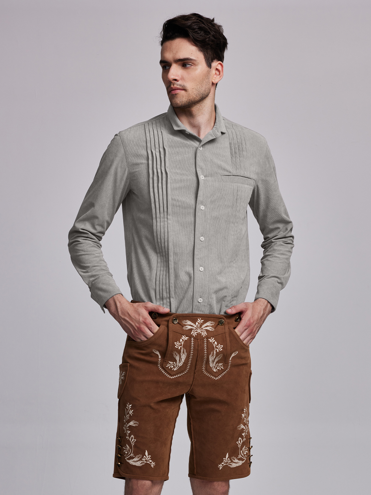 Modernes Leder Dirndl in Grau