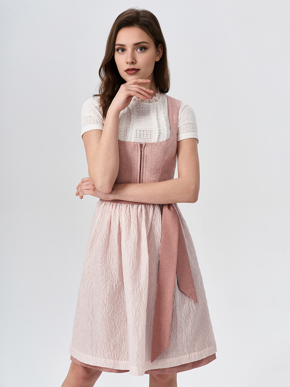 Dirndl Dunkelgrün mit rosa Bluse